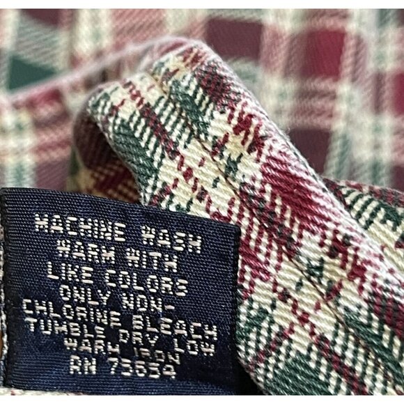 Abercrombie & Fitch Button Front Shirt Red Green Cotton Size L Large Christmas - Picture 6 of 6